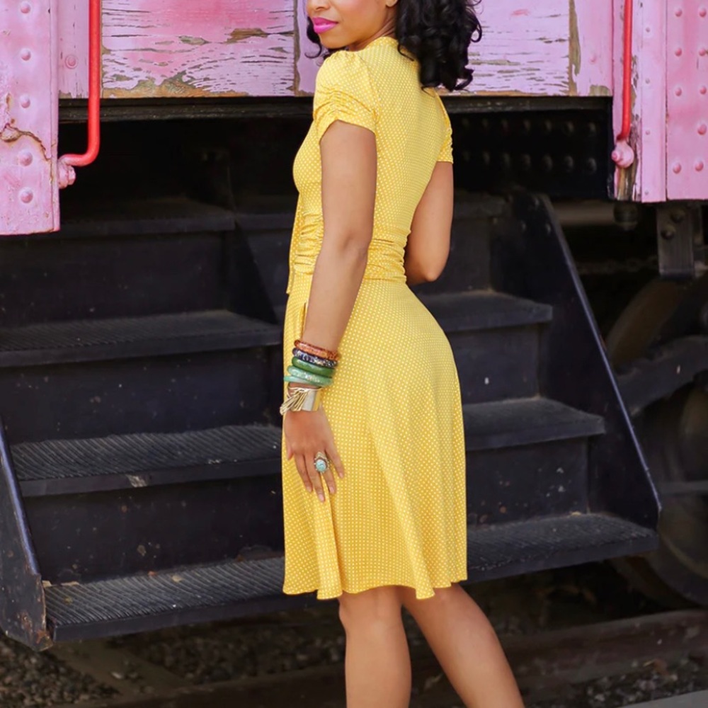 Yellow Dots Swing Dress - Picture 2 of 6